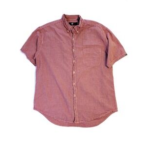 Ocean Coast OCI Mens Red Gingham Short Sleeve Button Down Shirt Large Cotton